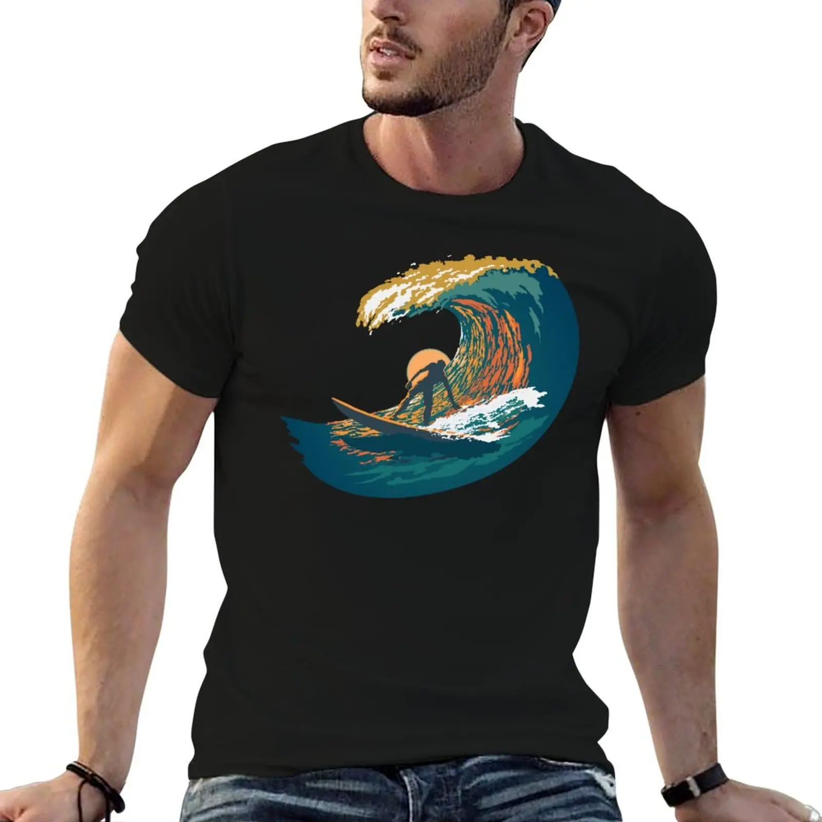 Ocean Life Surf Club retro surf poster T-Shirt Blouse blue archive funny t shirts men