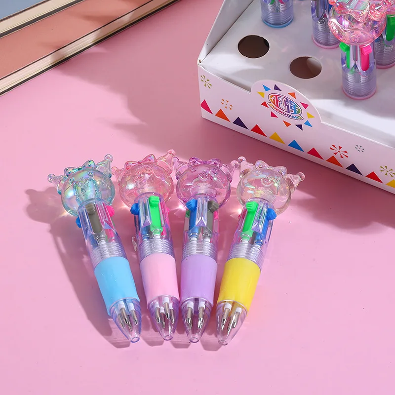 Kawaii سانريو قلم حبر جاف صغير بأربعة ألوان لطيف الكرتون 4 ألوان قابل للسحب قلم الكرات الدوّارة طالب مدرسة هدية القرطاسية المورد #3