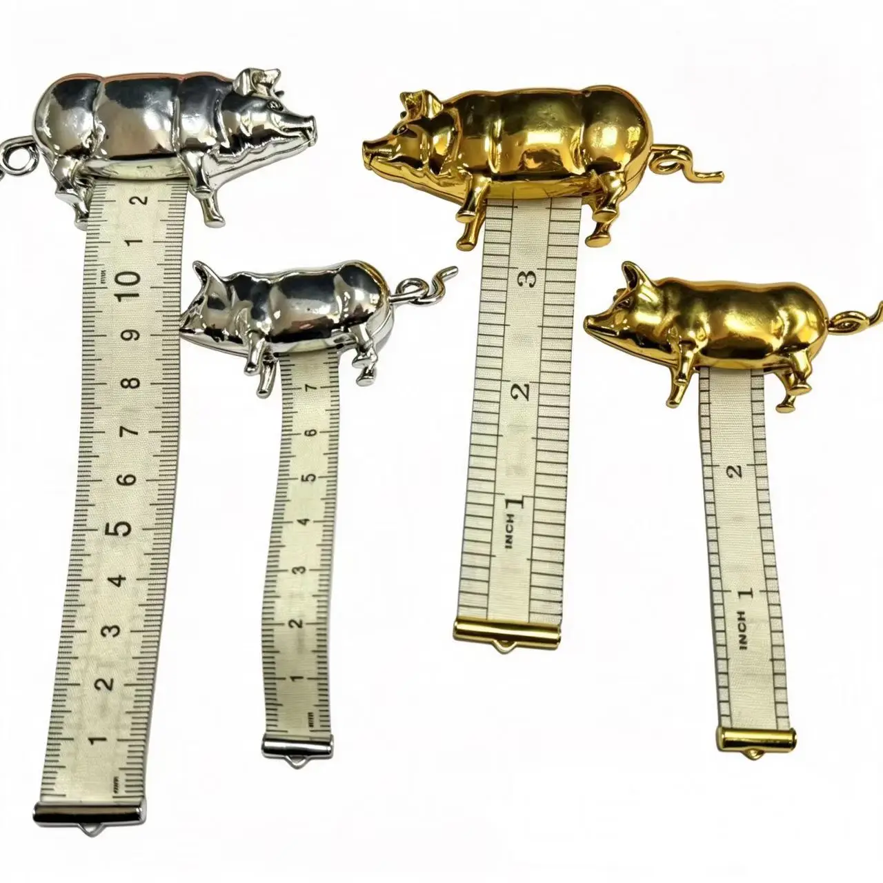 Fita Métrica Miniatura de Porco Antigo, Régua de Costura Flexível de Metal Vintage para Artesanato, Ferramenta de Medição para Vestuário DIY, Suprimento de Alfaiataria Portátil e Fofo