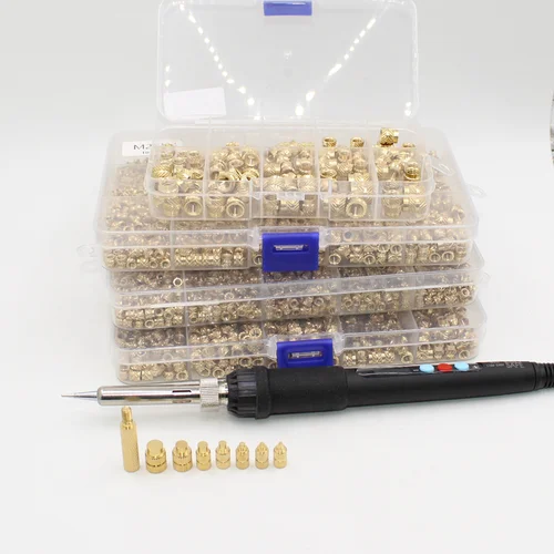 Imagen 2 del producto Máquina de implante de tuerca moleteada de inserción de fusión en caliente de latón, herramienta de inserción de calor de implante de conducción térmica de tuerca de cobre, impresora 3D de plástico