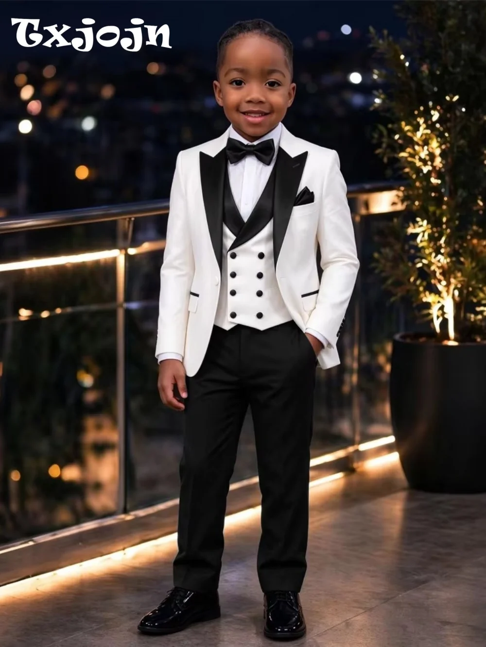 High Quality Boys Formal Suit Set 3 Pieces Wedding Ring Bearer Outfit Classic Peak Lapel Kids Tuxedo Birthday Party Wear On Sale