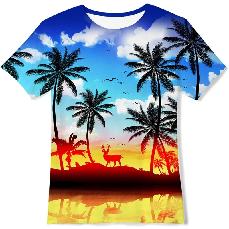 Men Casual Clothing Summer Hawaii Beach T-Shirts Women y2k Tops Fashion Cool Streetwear Tee Funny Kids Boys Girls Tops camisetas