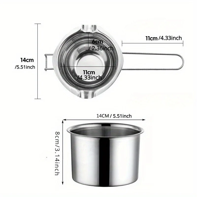 2Pcs 400ml Candle DIY Melter Two Piece Set of Internal and External Wax Melting Pots for Melting Chocolate Candy Candle Soap Wax