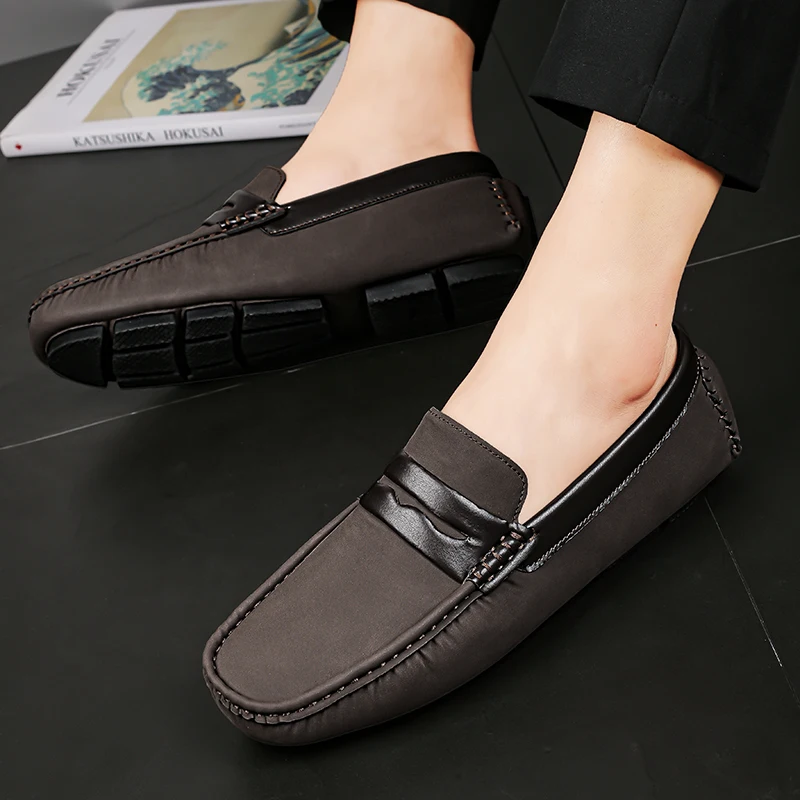 Men Casual Fashion Trends Walking Loafers Shoes Comfortable Footwear Man\'s Shoes 2023 New Casual Leather Versatile Driving Shoes