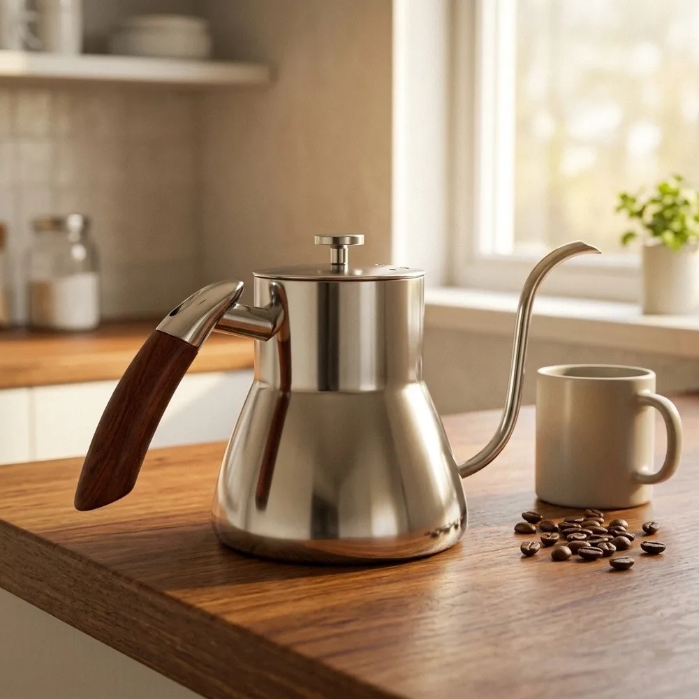 Stainless Steel 800ml Pour Over Coffee Pot with Ergonomic ABS Handle for Safe Grip 304 Grade Rust Resistant Design