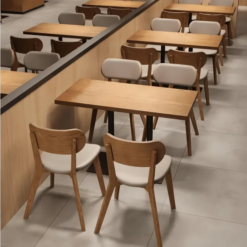 for  Wooden Commercial Living Room Furniture Hotel Catering Booth Restaurant Coffee Chair and Table Set Factory Wholesale