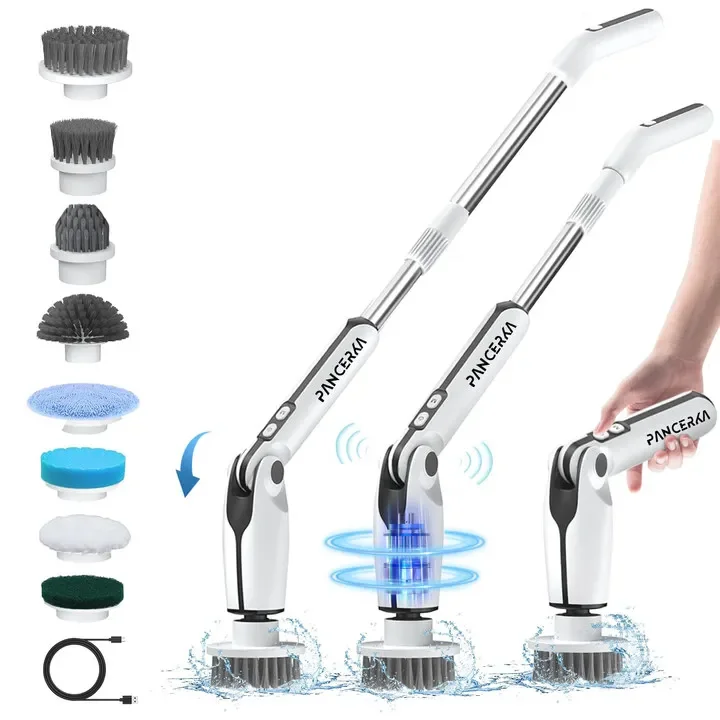 -Household Electric Spin Brush Cordless Motor Cleaning Brush With Extension Handle & Chargeable Power