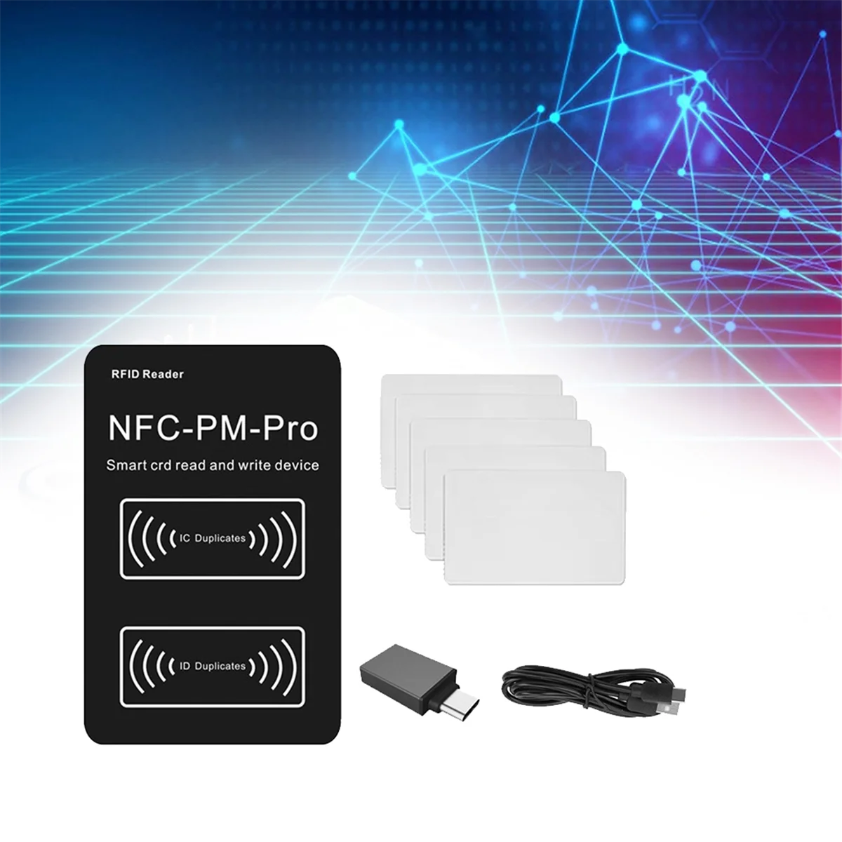 Leitor de chip inteligente t88c rfid, decodificador pm pro + cartão 5xcuid, copiadora de chave nfc, 13.56mhz, 125khz, crachá, gravação, token, id, etiqueta ic, clone