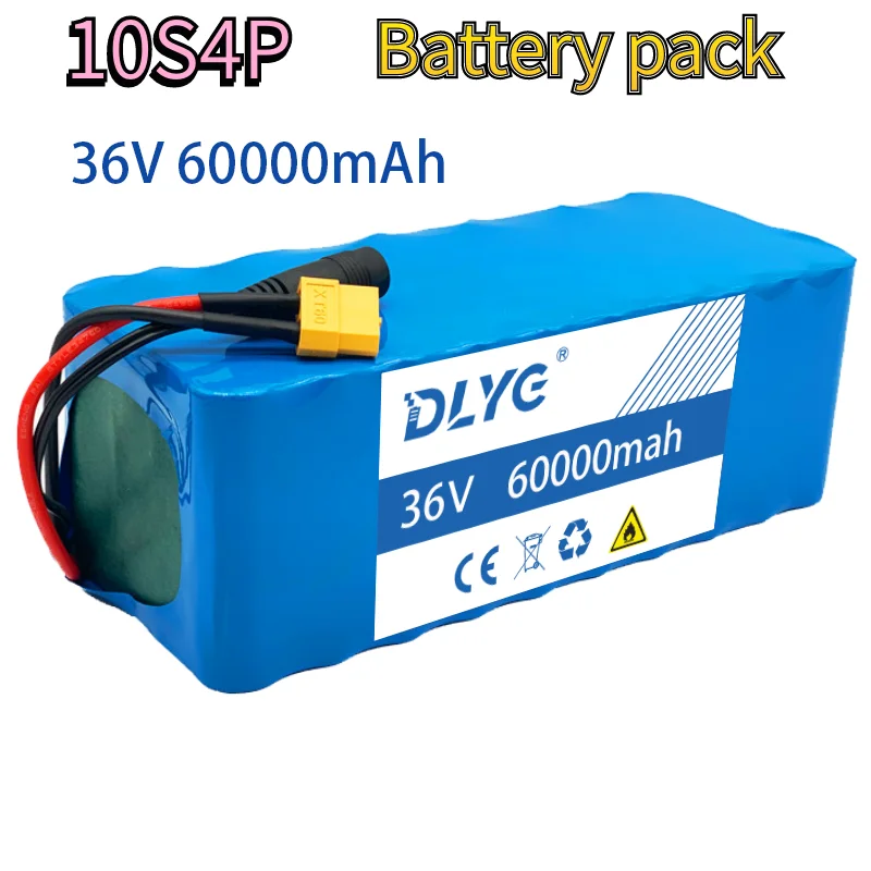 Batteria al litio 36V 10 s4p 18650 60000mah per sedia a rotelle per bicicletta elettrica e Scooter, con BMS e Tplug XT60, BMS