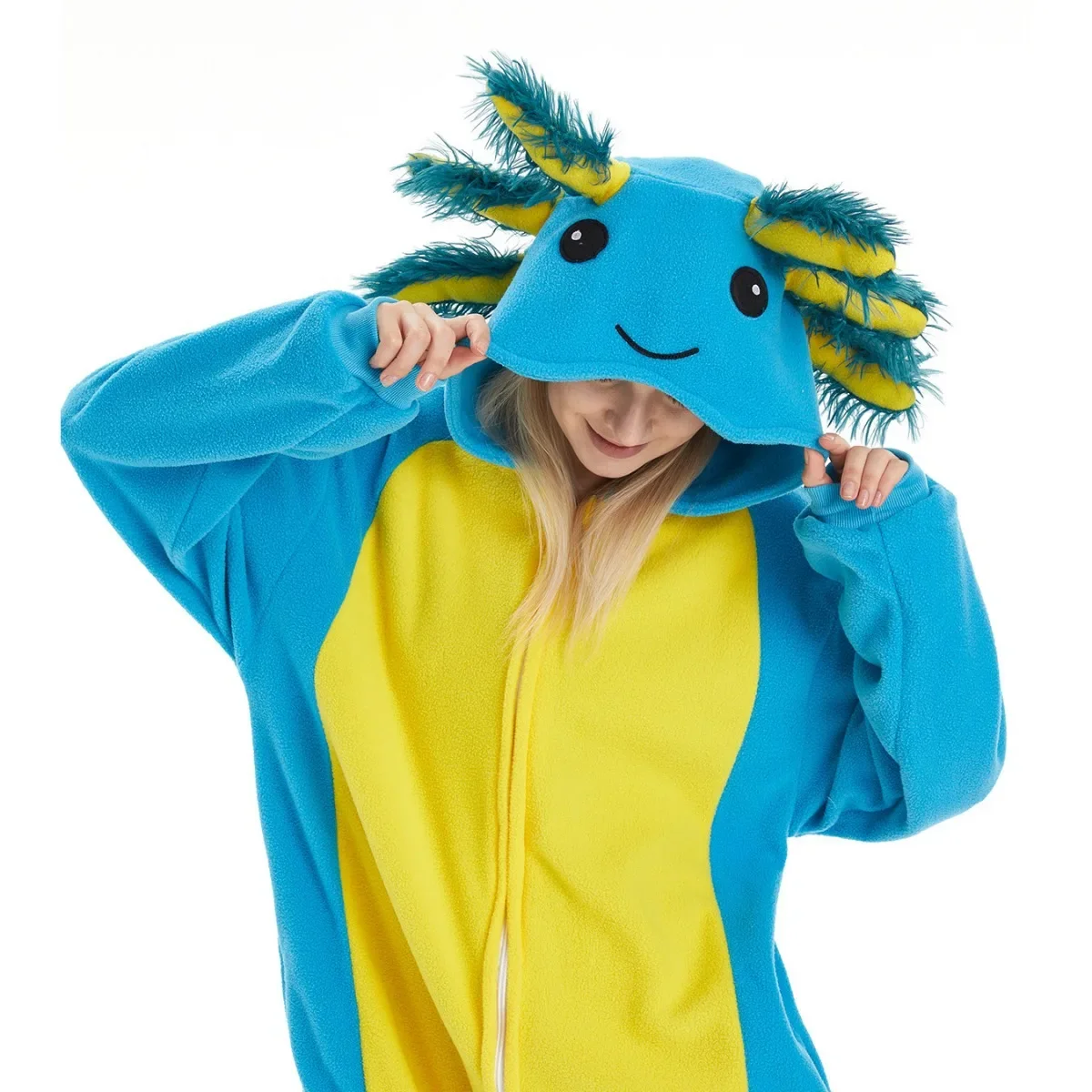 Adults Unisex Salamander Animal Pajama Women Fish Onesie Sleepwear Girl Anime One-Piece Birthday Gift Cosplay Kigurumi Costume