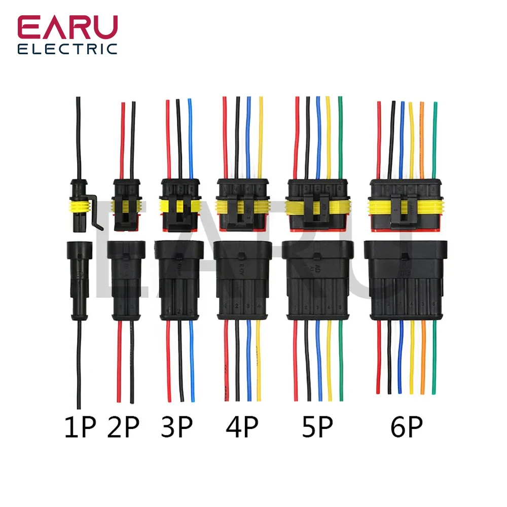 1set AMP 1P 2P 3P 4P 5P 6P Way Waterproof Electrical Auto Connector Male Female Plug with Wire Cable harness for Car Motorcycle