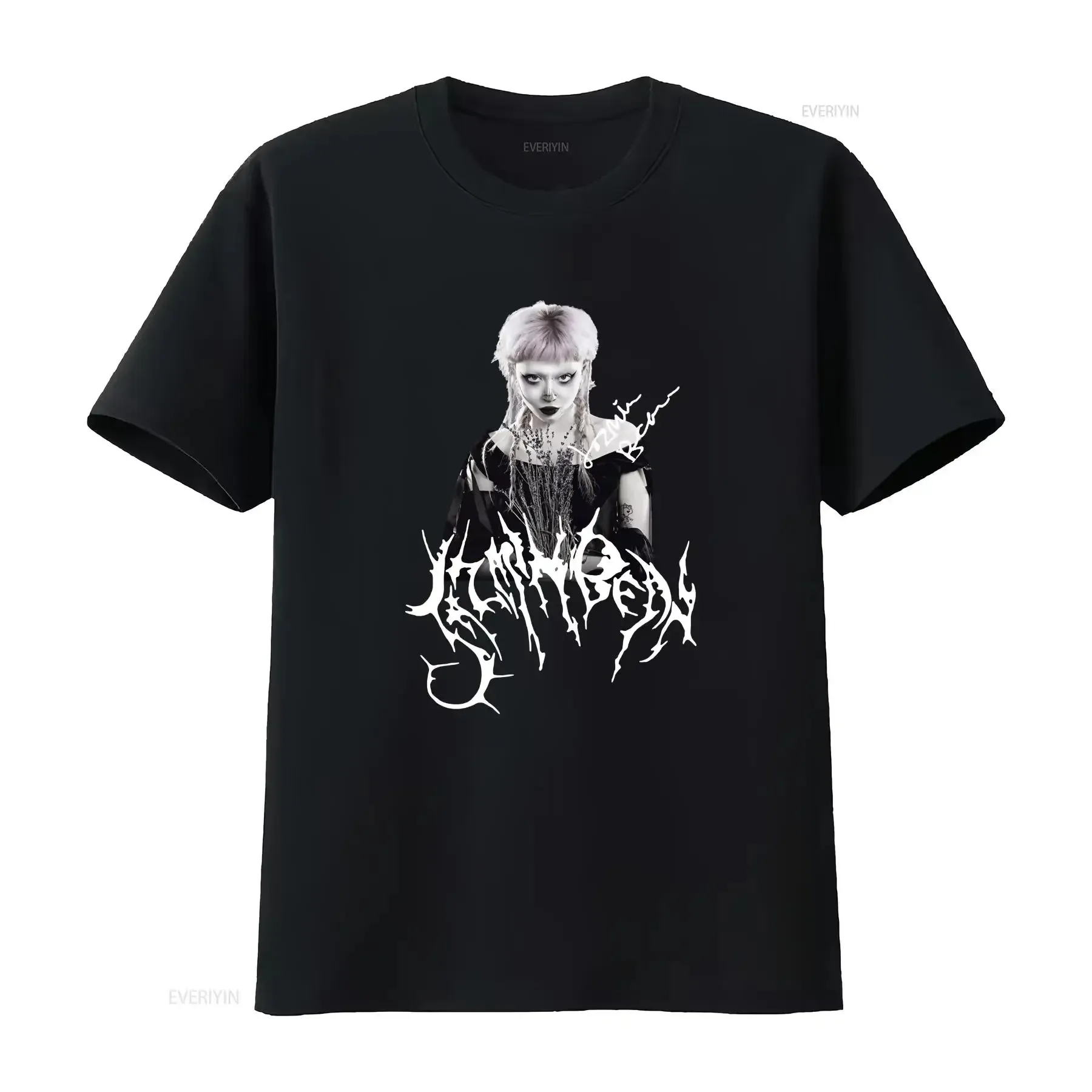 

Горячая футболка Jazmin Bean, новый черный винтажный стираный универсальный уличный стильный топ с графическим рисунком для повседневной носки