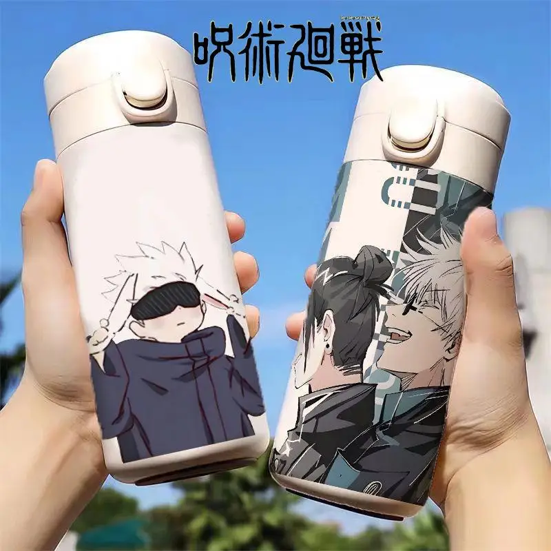 Taza Termo Jujutsu Kaisen para niños y niñas, vaso de agua de Gojo y Geto, taza de bebida informal portátil para estudiantes, taza de hidratación deportiva, 420Ml