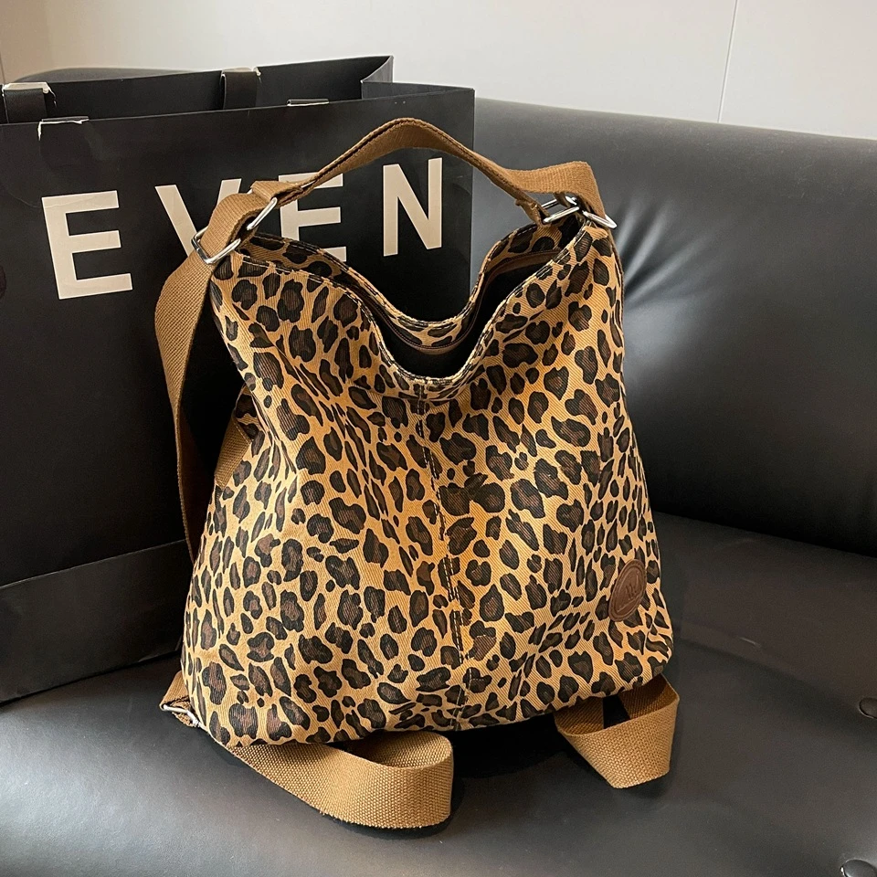 Large Capacity Leopard Shoulder Bags For Women Simple Cloth Casual Totes 2024 New Hot Faux Suede Korea Packages Female Handbags