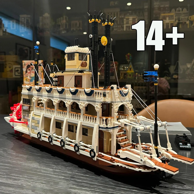 2026 nuevo 4090 Uds. Juego de patatas de vapor del río más grande modelo bloques de construcción barco ladrillos juguetes regalo de cumpleaños para niños adultos 21356