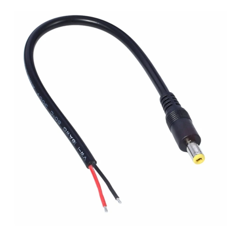 5.5MM x 2.5MM Male Plug to Bare Wire Open End Power Wire Supply Repair Cable 18 AWG 5525 Connector DC5525 Pigtails