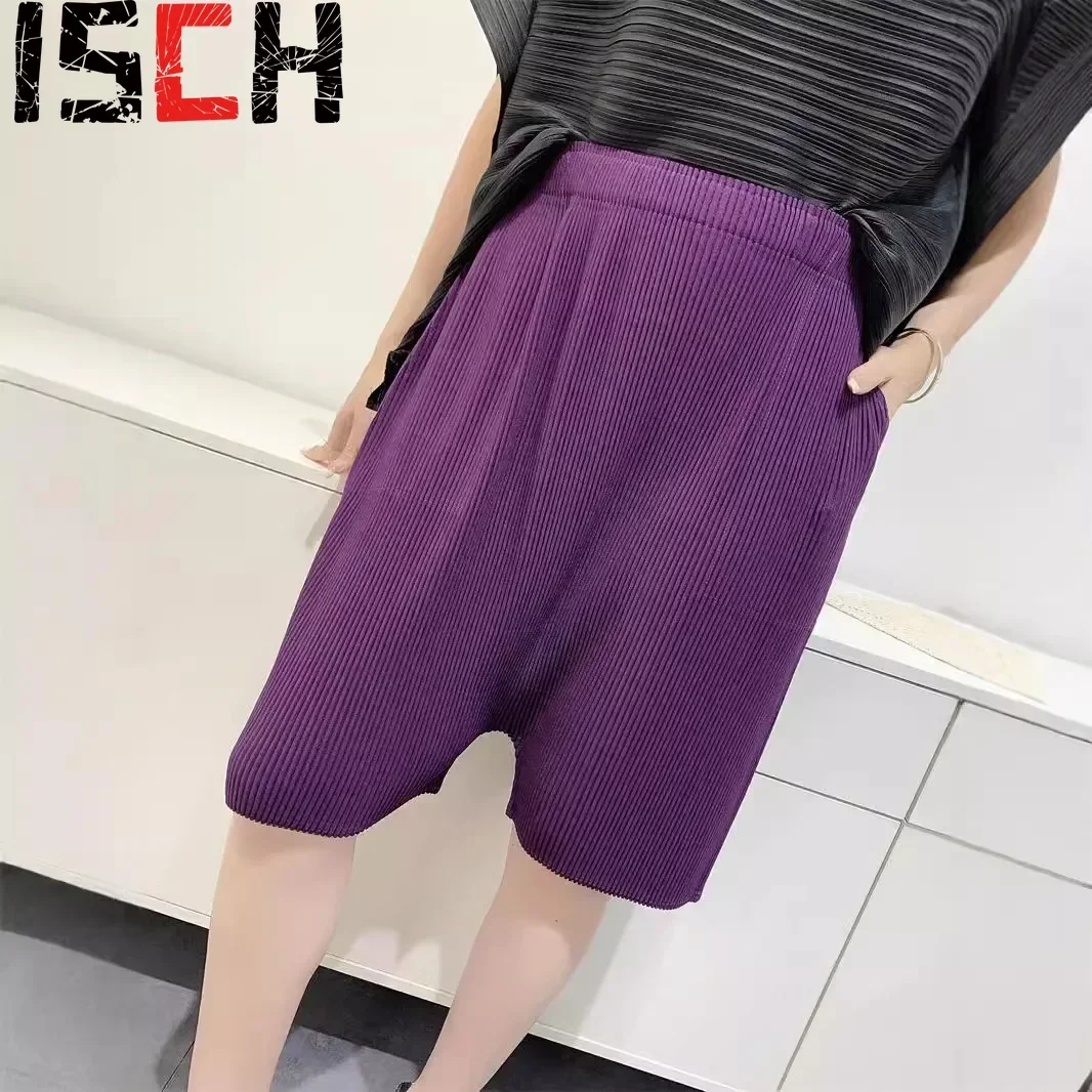 

Pleats Summer Pleated Trousers Women Five Points Hanging When The Harlan Trousers Fashion Versatile New Shorts Thin Casual