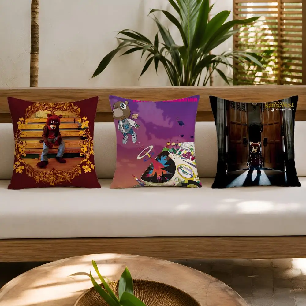 Rapper Singer K-Kanye West Cushion Cover Wrinkle-Resistant Short Plush Cushion Covers Breathable Machine-Washable