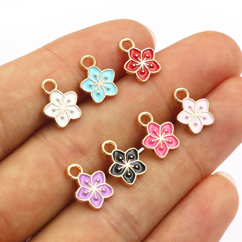20Pcs/Lot 11x9mm Small Alloy Flower Charms Pendants Multi Colors for DIY Bracelet Necklaces Jewelry Making Accessories