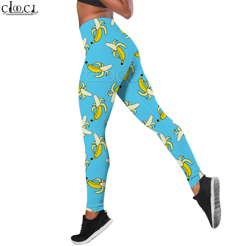 CLOOCL Pantalones para Mujer Estampado de plátano Push Up Fitness Cintura Alta Entrenamiento Leggings Sexy Yoga Gimnasio Entrenamiento Pantalones de Poliéster