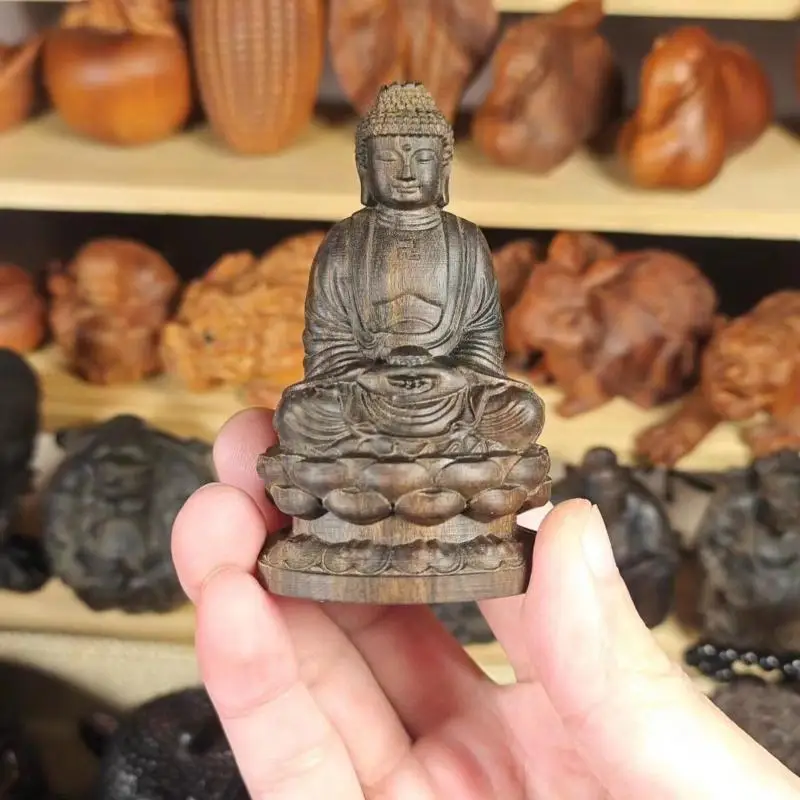 Wooden Lotus Sitting Statue Unique Hand Carved Zen Craft Ornament 1Pcs Natural Wood Desktop Decor for Yoga Practitioner Gifts