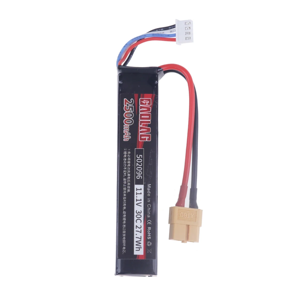 Pistolet na wodę Airsoft 11.1V 3S 2500mAh 30C502096 Bateria LiPo T/Tamiya/XT30 Wtyczka do pistoletu pneumatycznego Airsoft BB Części do pistoletów