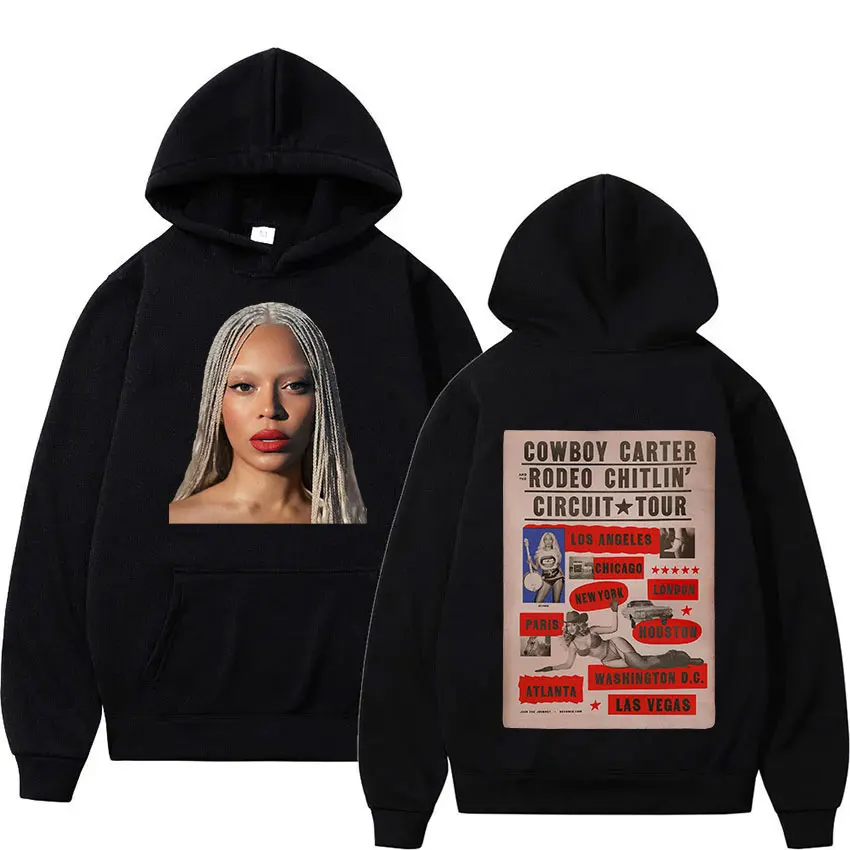 Retro Beyonce Cowboy Carter Tour 2025 Men's Album Harajuku Sweatshirt Hip Hop Hoodie