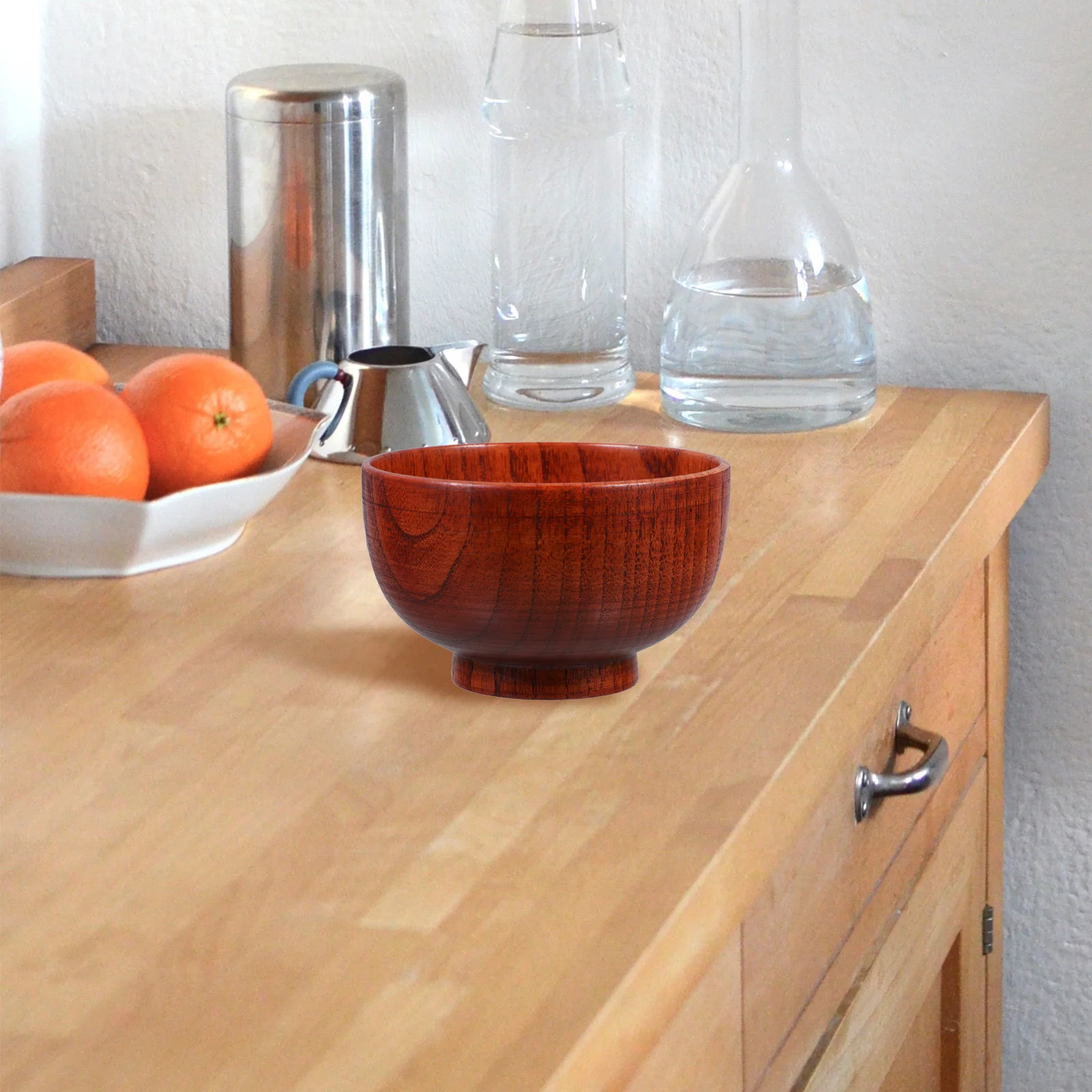 

1Pcs 11x6.5cm Creative Wood Salad Bowl Thicken Round Food Basin Anti-Fall Washable Wooden Bowl for Snacks Fruits Rice Soup