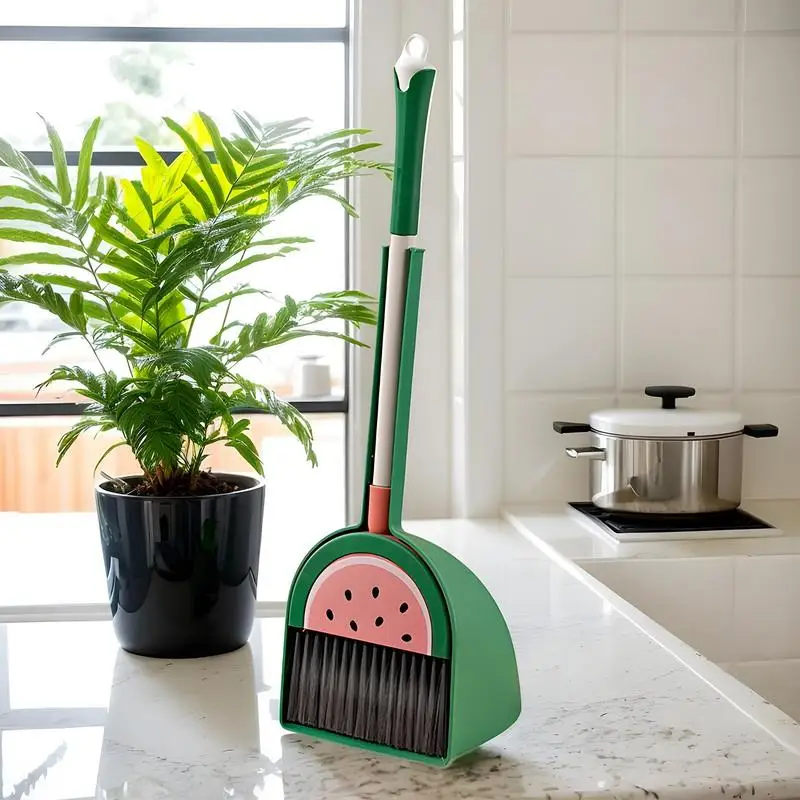 Kids Broom And Dustpan Set Fruit Design Kitchen Tool Little Housekeeping Helper Set House Cleaning Tools For Boys And Girls