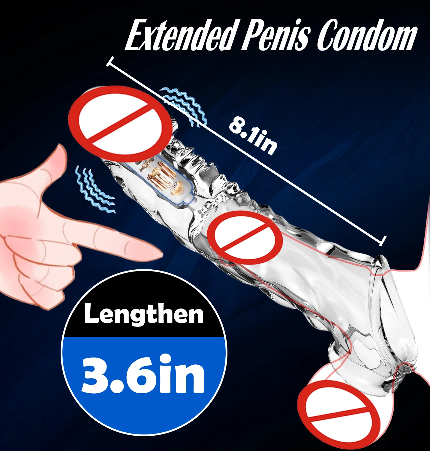 Penis Extension Sleeve Vibrator Extender Reusable Condoms Delay  Ejaculation Dick Sleeve G Spot Stimulation Adult Sex Toys