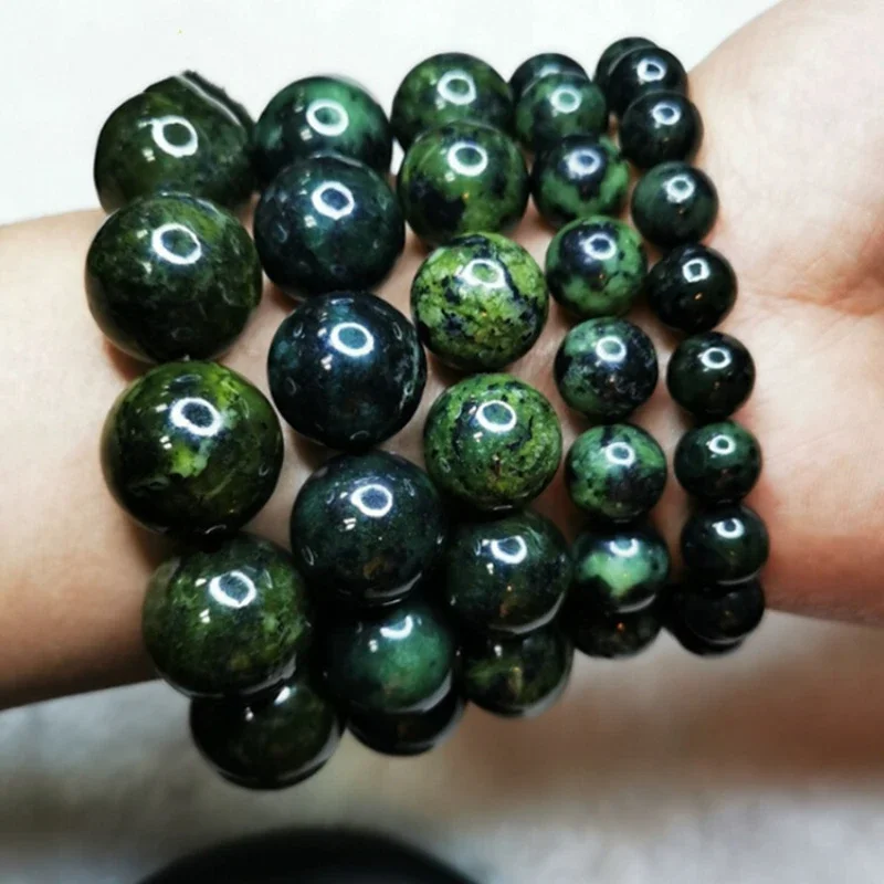 Tibetan jade herb king stone bracelet, active magnetic single ring bracelet, olive green meteorite dark green jade bracelet.