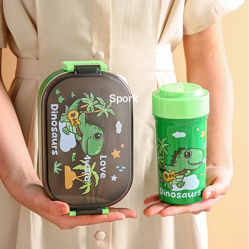 Fiambrera para la escuela/niños/del jardín de infantes con botella de agua dinosaurio unicornio niños comida snack caja cónica