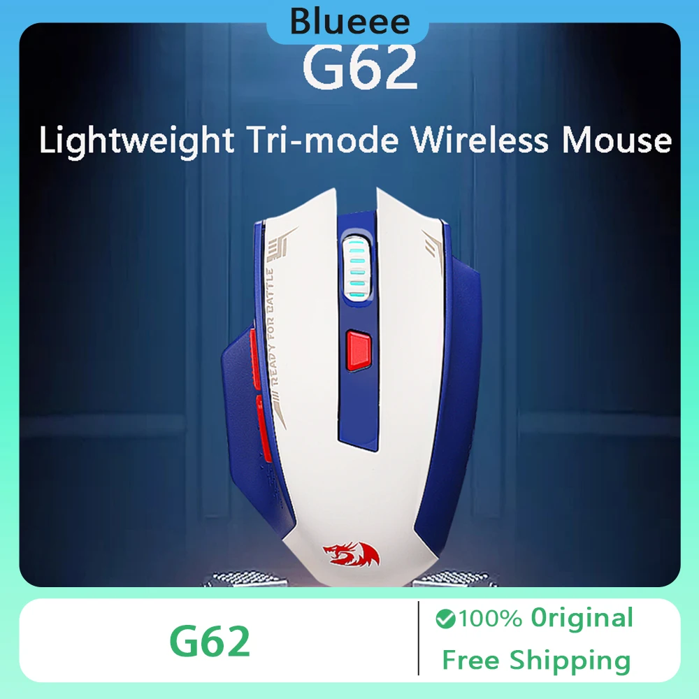 REDRAGON G62 Wireless Mouse Bluetooth Tri-mode Lightweight PAW3395 26000DPI Gaming Mouse Ergonomics Esports Office Accessories