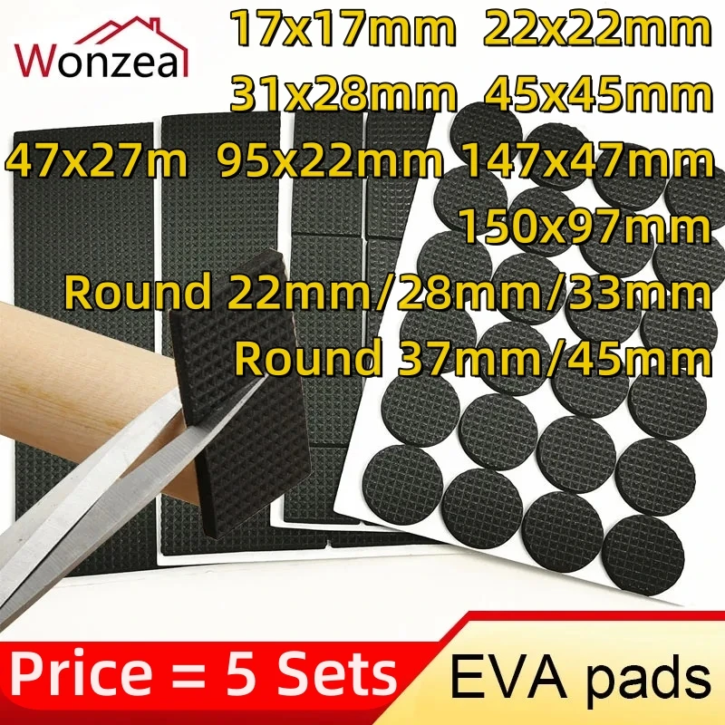 5 Set Adhesive Rubber Anti-Skid Scratch DIY Resistant Furniture Feet Floor Protector Pads Table Legs Stools Chairs Mats