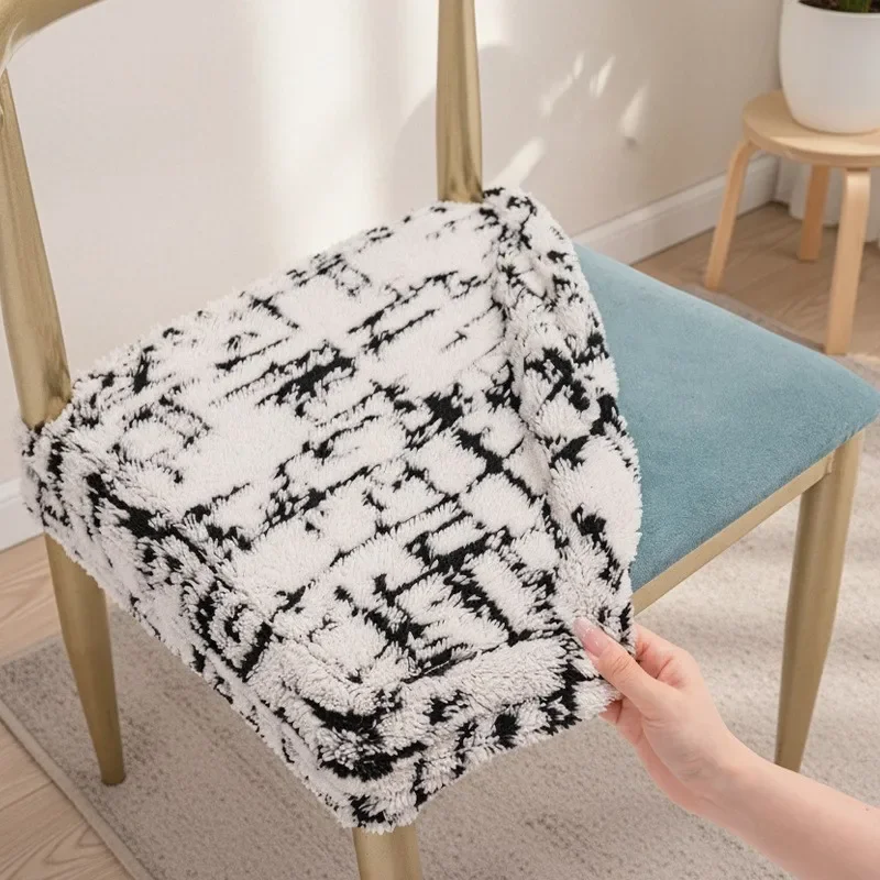 

1PC Furniture Protection Decor Armless Backrest Seat Cover Protector Thick Plush Dining Chair Cover Elastic Chair Seat Slipcover