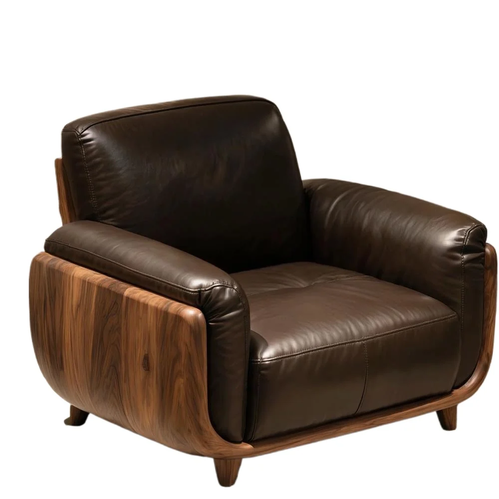 

*Leather sofa chair antique light luxury solid wood leisure chair single sofa small apartment