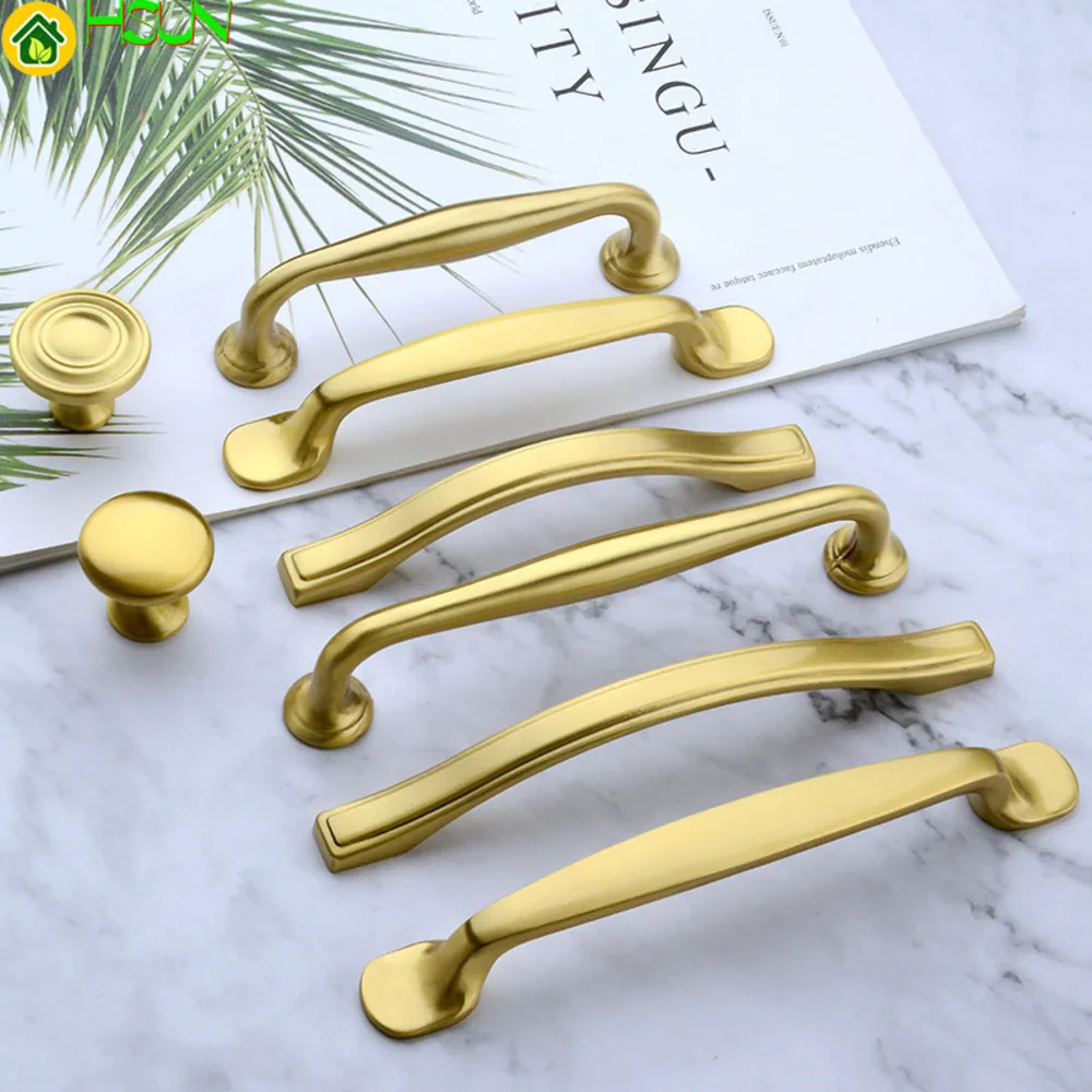 Pure copper drawer handle wardrobe cabinet door handle modern simple new Chinese Brass Handle gold