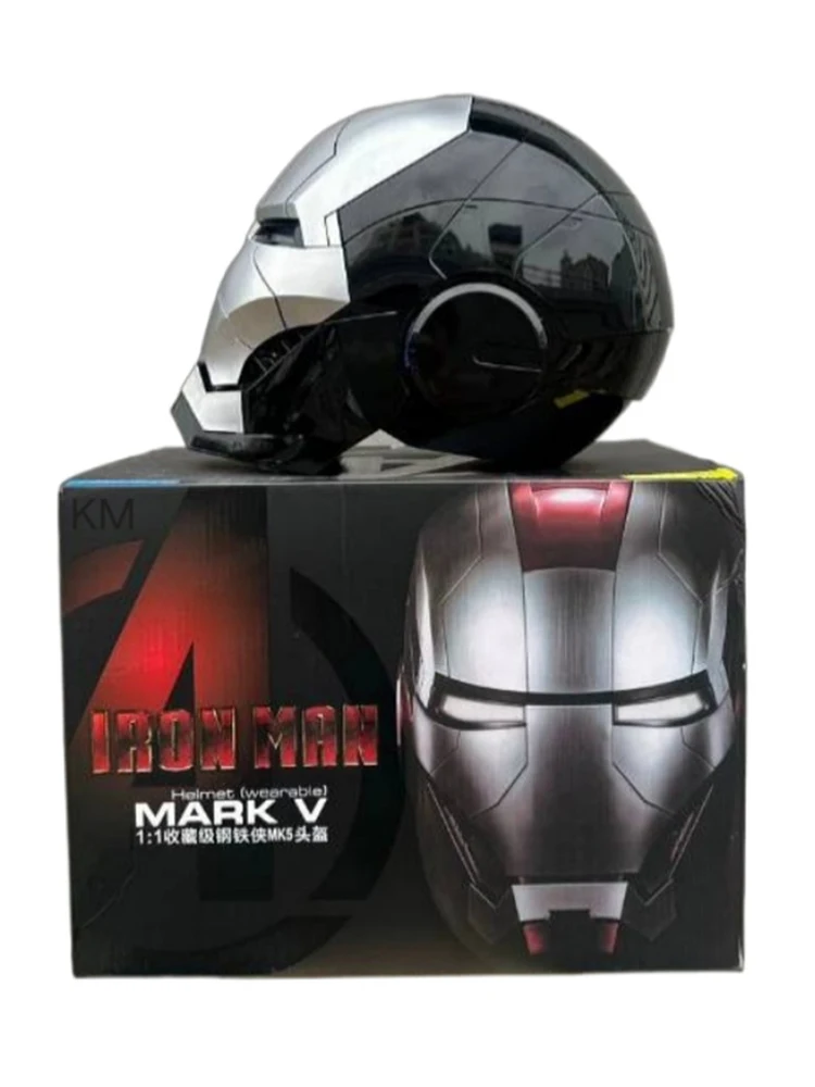 2026 Nieuwe Iron Man Mk5 Zwarte Helm Automatische Spraakbesturing Avengers Mk5 Cosplay Met Led Licht Speelgoed Afsluitbare Ironman Helm Cadeau - afbeelding 2