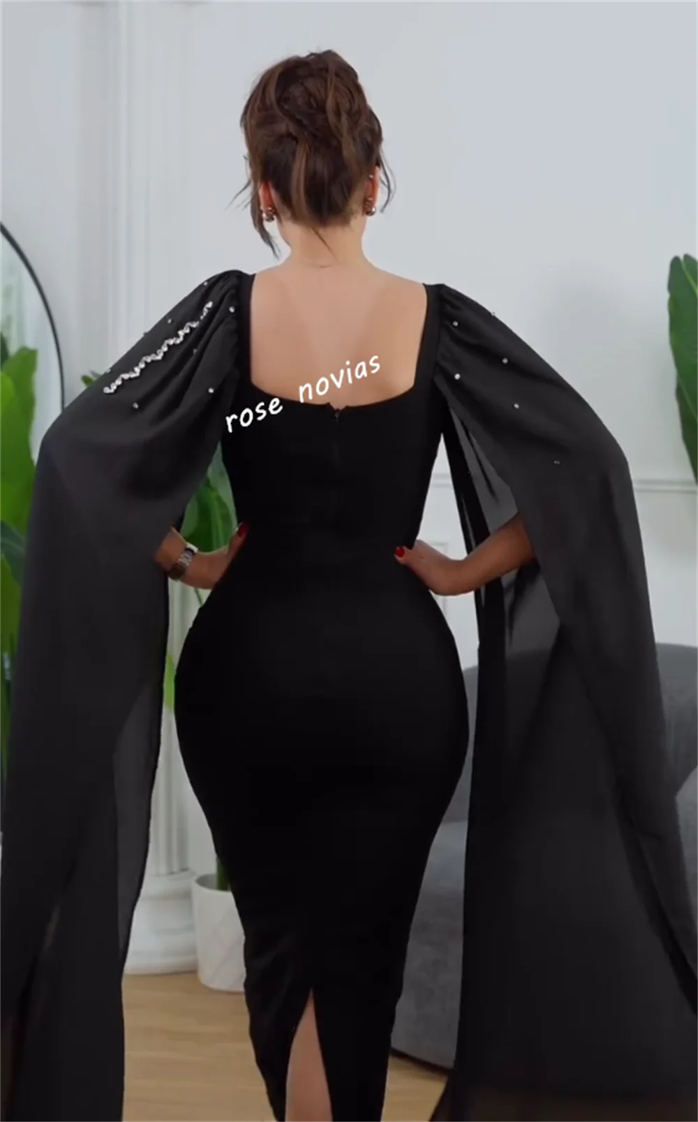 Robe de soirée formelle personnalisée avec strass, charmante robe mi-longue droite, sur mesure, élégante, fête de mariage, haute qualité