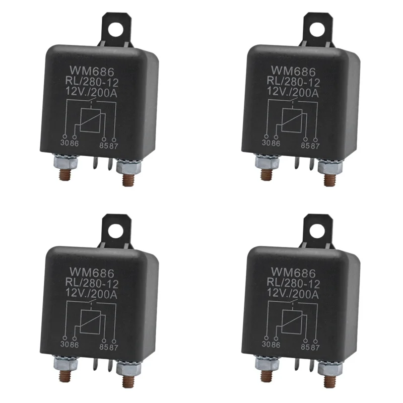 

4X реле-изолятор аккумулятора 12 В 4-контактное WM686 пусковое реле автомобильное включение/выключение нормально разомкнутое реле RL/280 200A