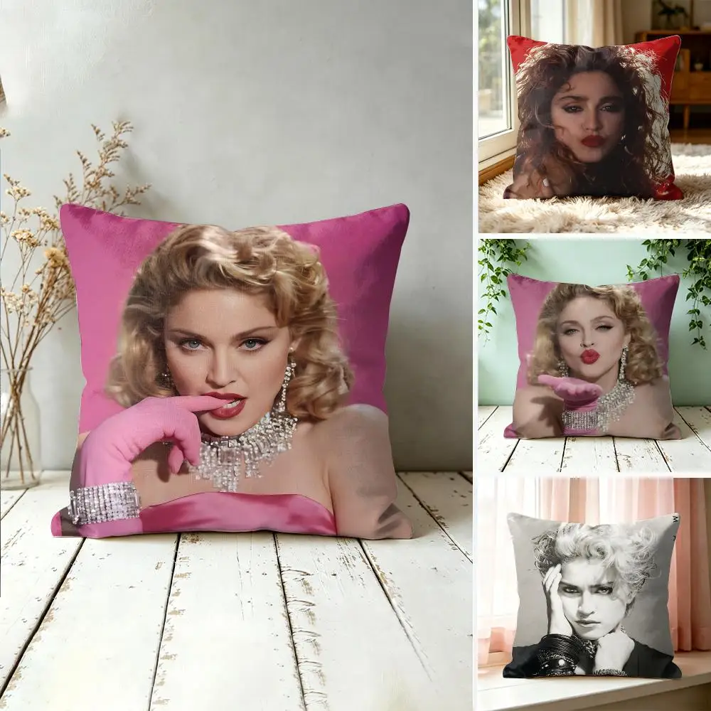 M-Madonna Singer Fans Cushion Cover Square Decorative Throw Pillow 40x40cm For Sofa Bedroom Living Room Home Decor
