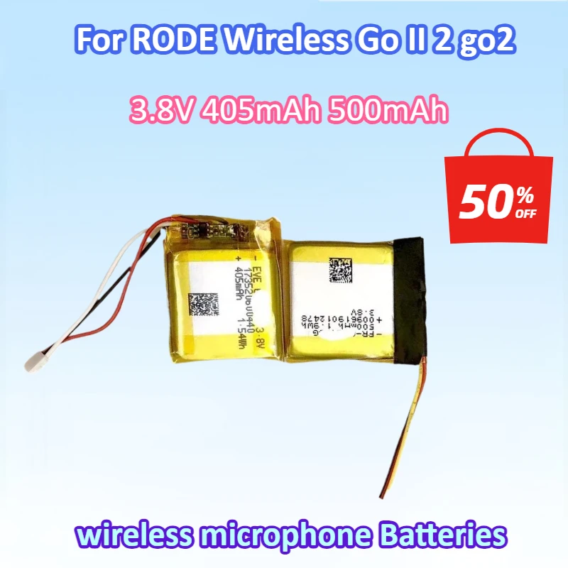 Newest 3.8V 405/500mAh Li-ion Rechargeable Battery for RODE Wireless Go II 2 Go2 High Quality Microphone Replacement Battery