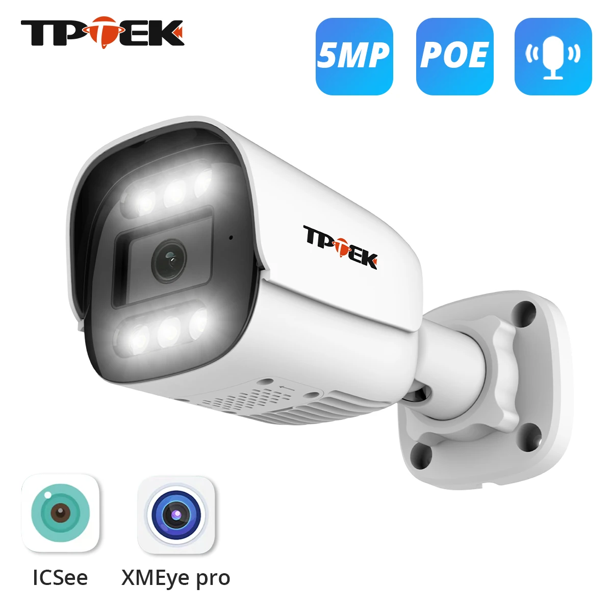 5MP PoE Video Surveillance Camera IP Onvif Two Way Audio 48V POE DC 12V Night Vision iCSee XMEeye Pro security camera for NVR