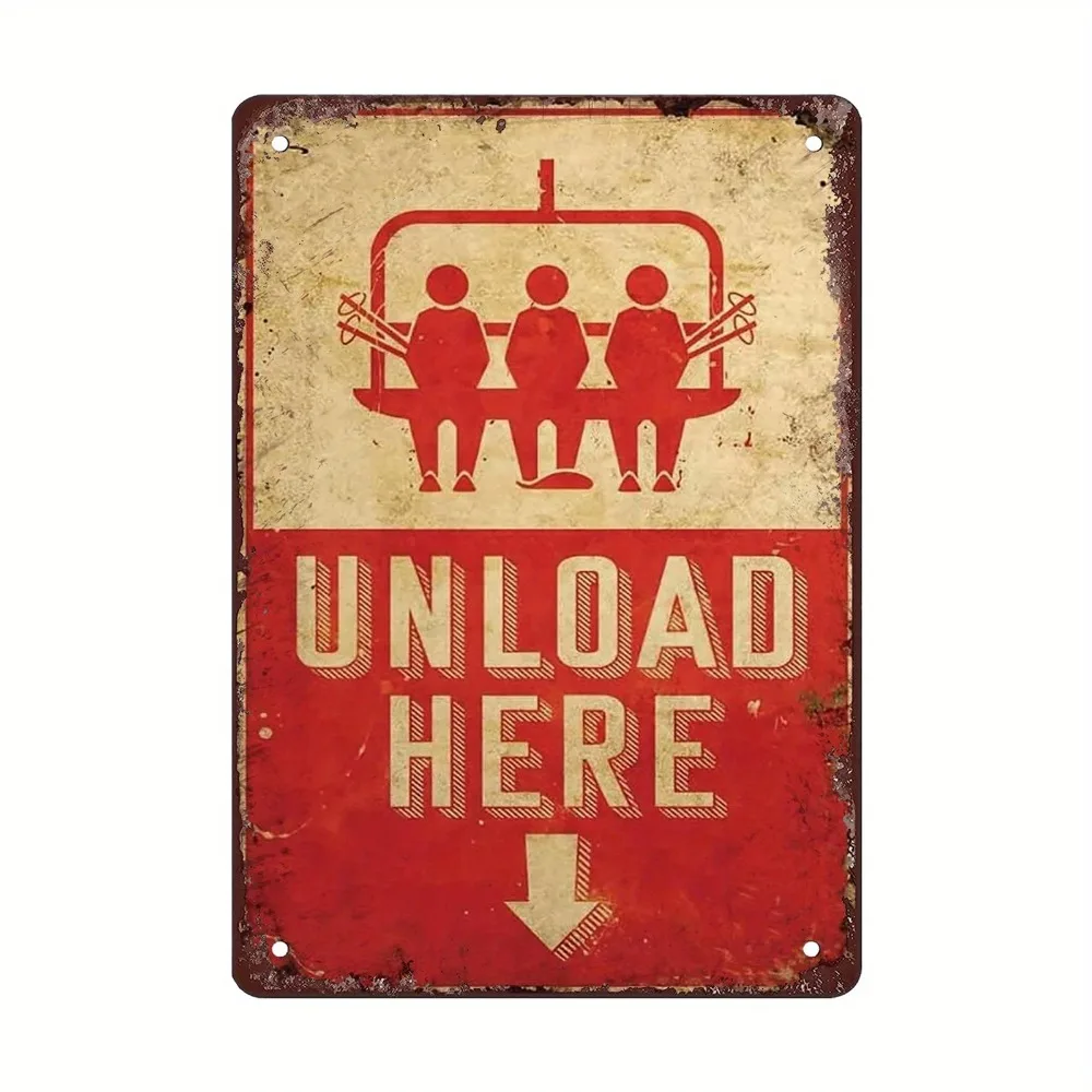 Vintage Ski Lift Metal Tin Sign 8x12 Inch Retro Wall Decor with Arrow