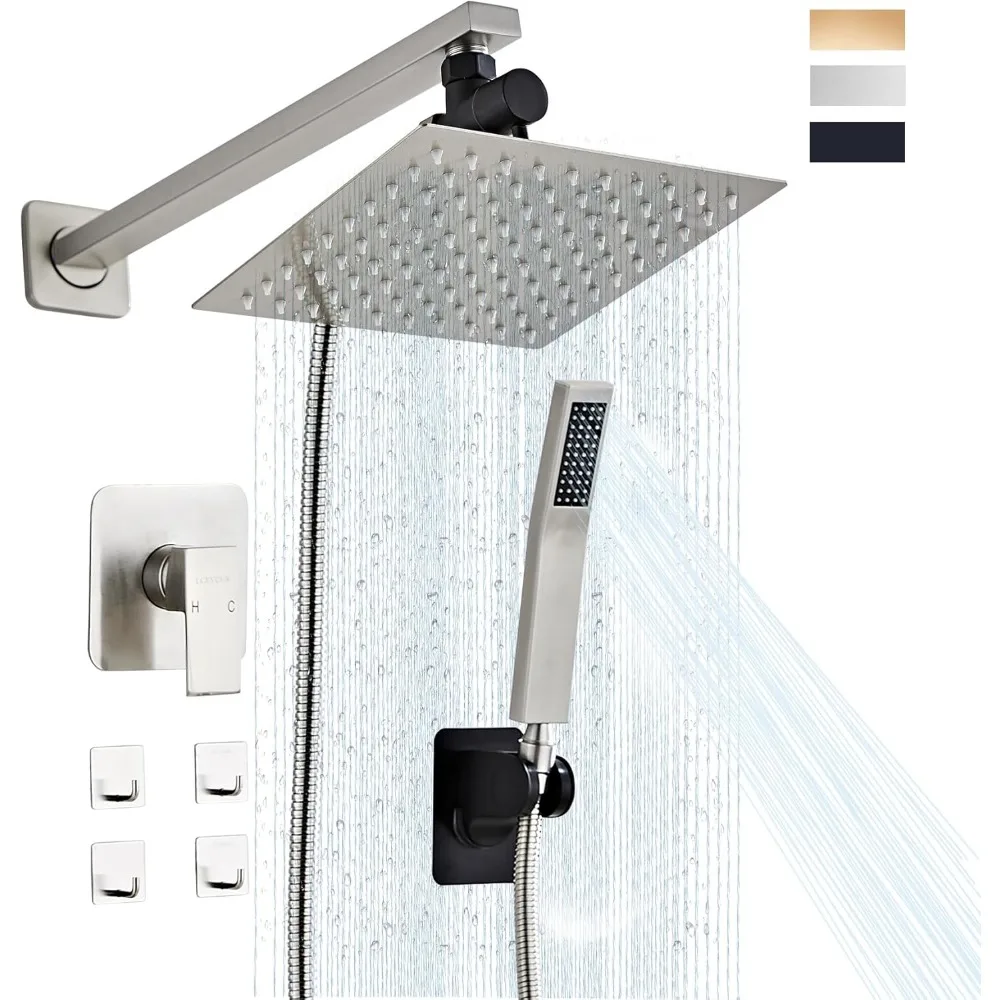 

Shower Head Combo, 8 Inch Rain Shower Head with Handheld High Pressure Rainfall Shower Heads System, 15 Inch Shower Adjustable E