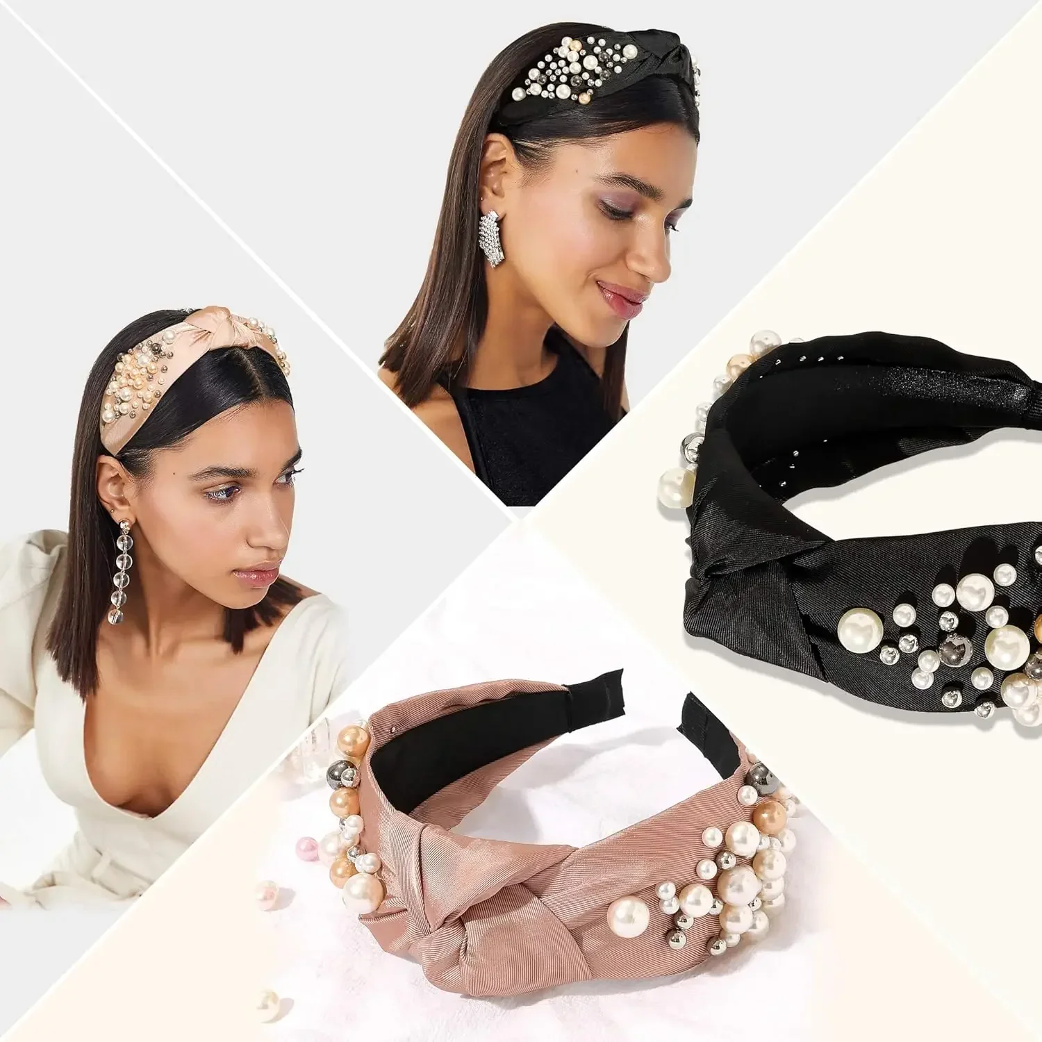 عصابات رأس للنساء - 6 قطع من إكسسوارات الشعر المبطنة، عصابات شعر للفتيات بدون زلة، عصابة رأس أنيقة لطيفة هدية للنساء