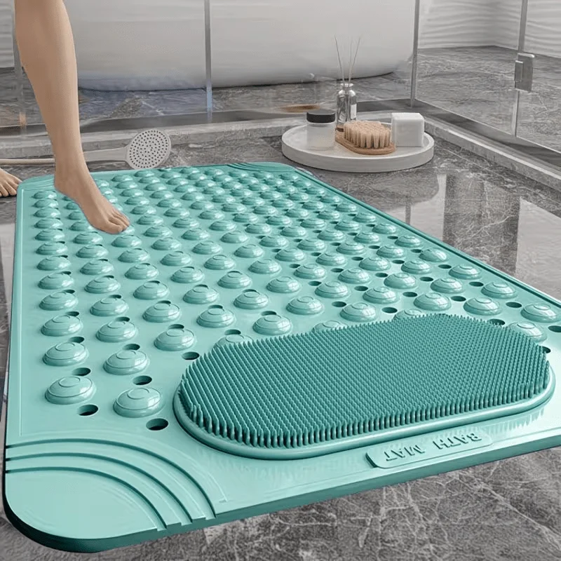 

Non-Slip PVC Bath Mat with Massage Buttons - Light And Multi-Color Polka Pattern, Rectangular Shower And Bathroom Safety, 0.35Inch Thick, Durable PVC Material, Bath Additions