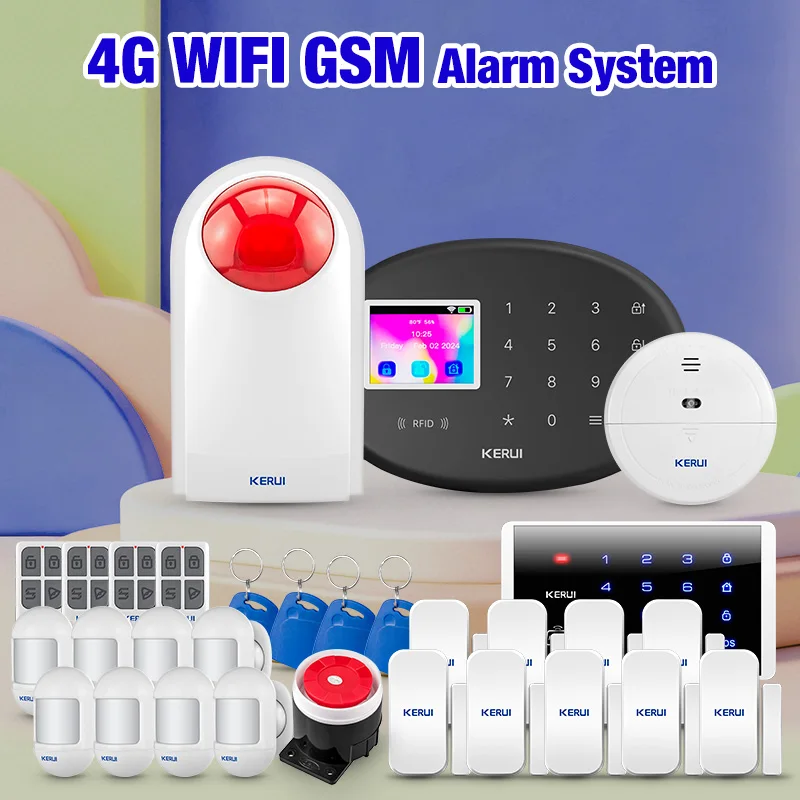 KERUI WIFI Home Alarm System 4G GSM Burglar Alarm Working with Tuya Smart Life APP Security Protection Wireless Sensor W204