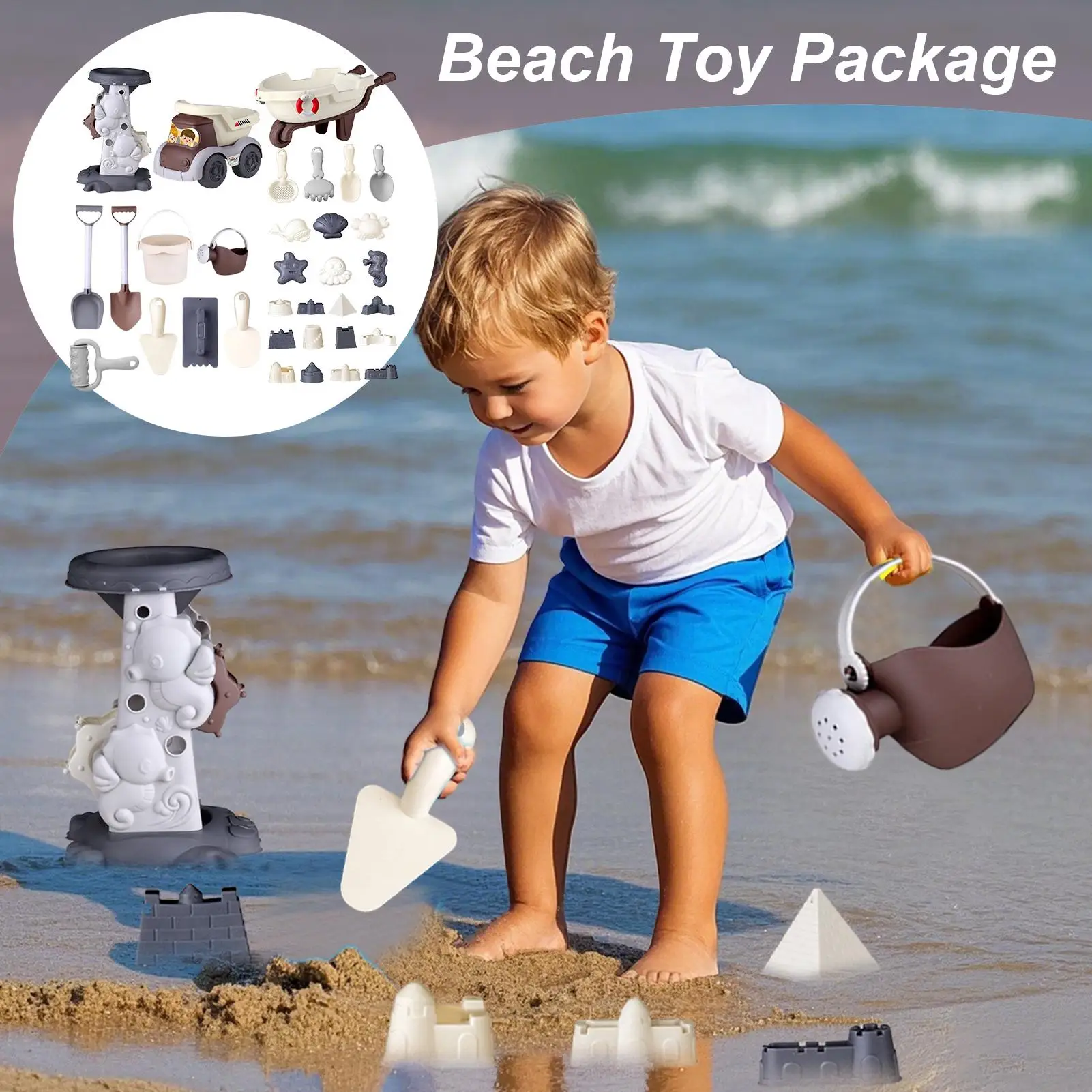 Zandstrandspeelgoed Zandschepenset Graafspel voor kinderen van 3, buitenactiviteiten Strand Achtertuin Kamperen Zwembadvakantie