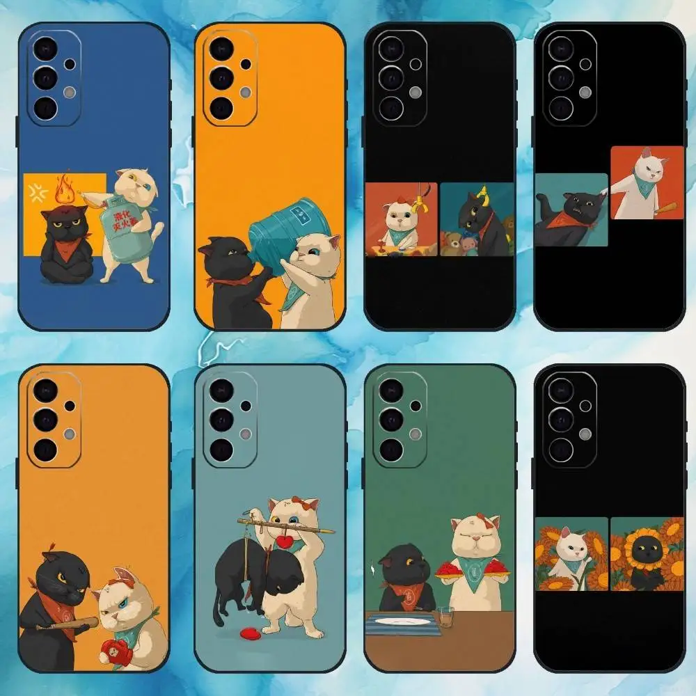 

Interesting Cat Theater Phone Case For Samsung S25,24,23,22,30,21,10,9,Ultra,Plus,Lite,FE,4,5 G Soft Black Case